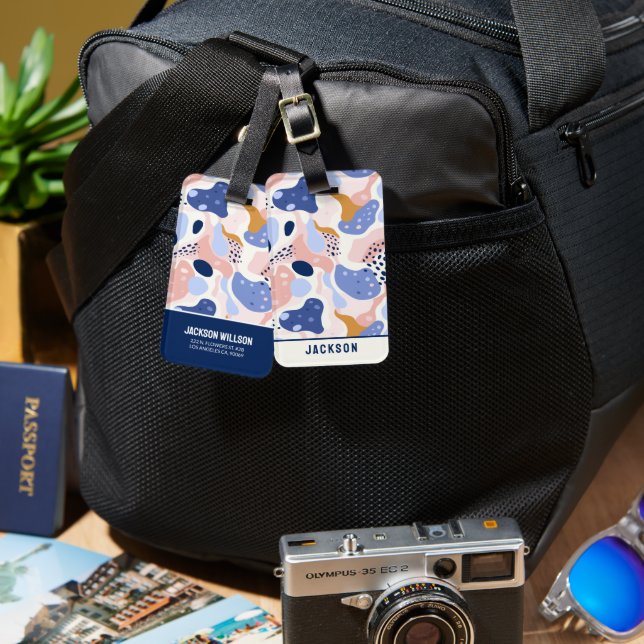 Étiquette À Bagage Motif Abstrait coloré (Recto & Verso)