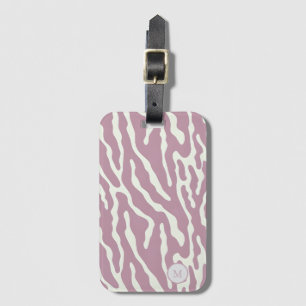 Étiquette À Bagage Motif abstrait moderne de lignes ondulées rose et 