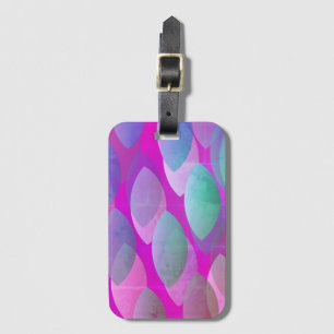Étiquette À Bagage Motif Abstrait moderne   Magenta Purple Rose Turqu
