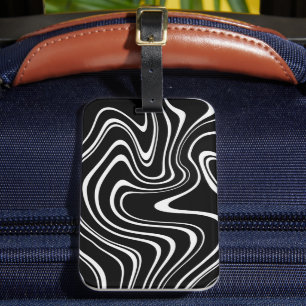 Étiquette À Bagage Motif Abstrait noir et blanc