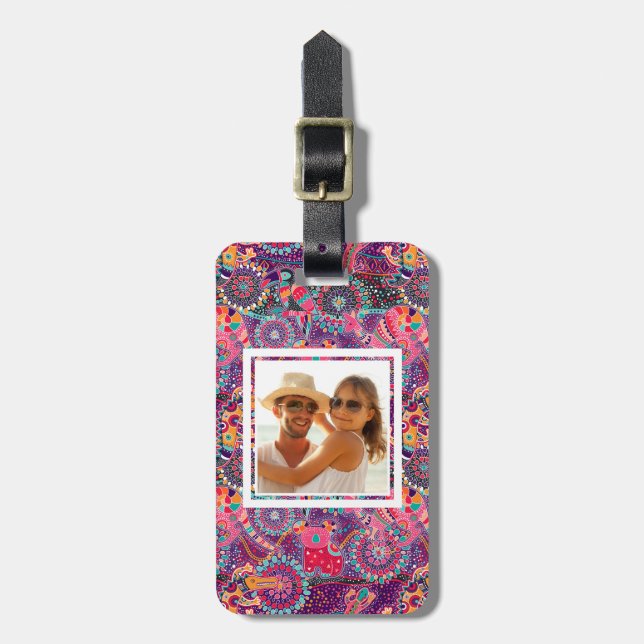 Étiquette À Bagage Motif animal de style ethnique fait sur commande (Devant Vertical)