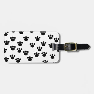 Étiquette À Bagage Motif animal d'empreinte de patte. Noir et blanc.