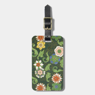 Étiquette À Bagage Motif antique cloisonné chinois : Vert Jade