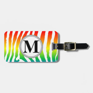 Étiquette À Bagage Motif arc-en-ciel Zèbre avec Monogramme