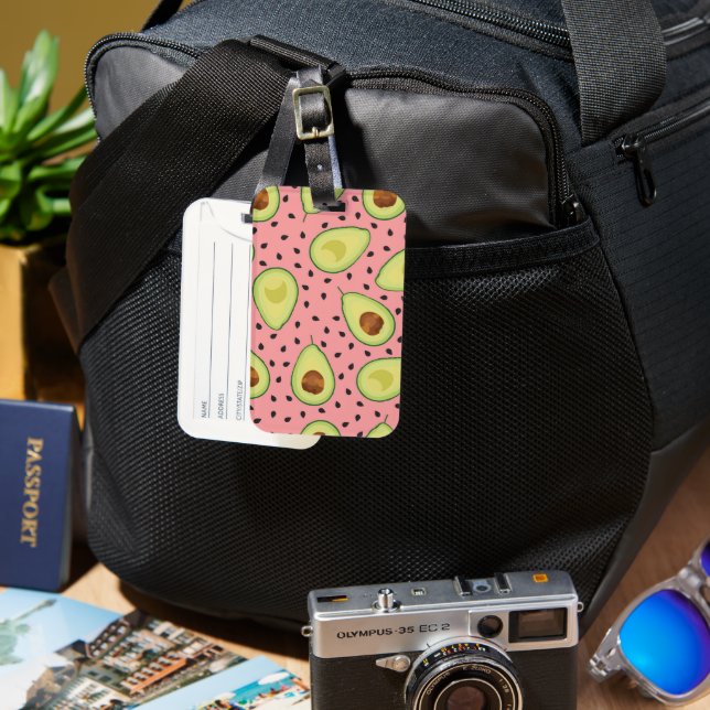 Étiquette À Bagage Motif Avocado rose (Recto & Verso)