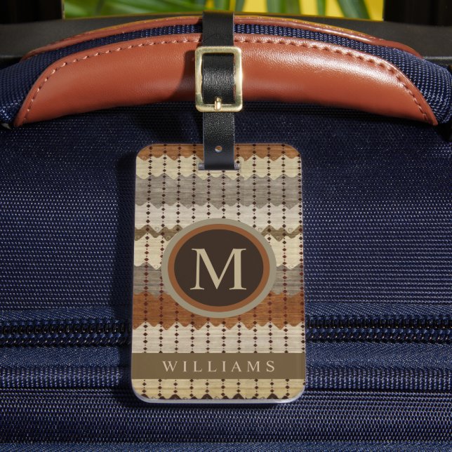 Étiquette À Bagage Motif Aztèque Brown Beige Gris personnalisé (Insitu Rectoal 2)