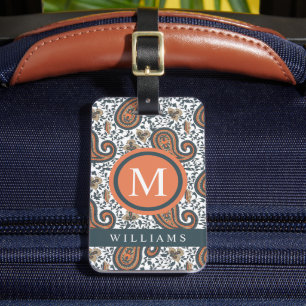Étiquette À Bagage Motif blanc blanc gris orange vert marguerite