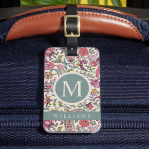 Étiquette À Bagage Motif blanc rose bleu marron personnalisé