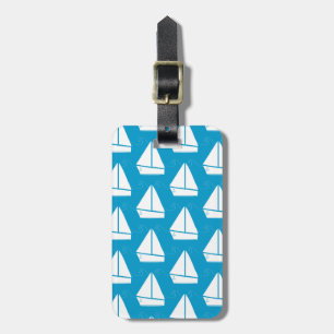 Étiquette À Bagage Motif bleu-clair de voilier