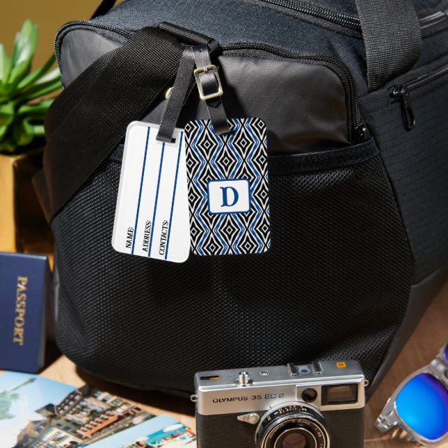 Étiquette À Bagage Motif bleu transparent (Recto & Verso)