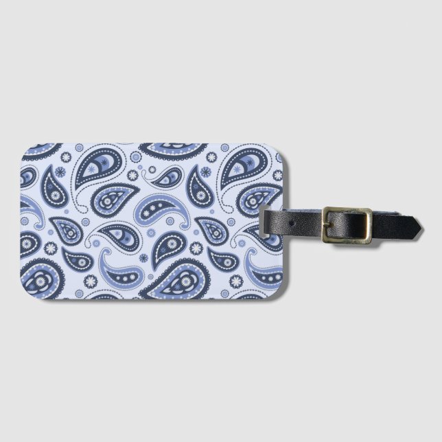 Étiquette À Bagage Motif Blue Paisley (Devant Horizontal)