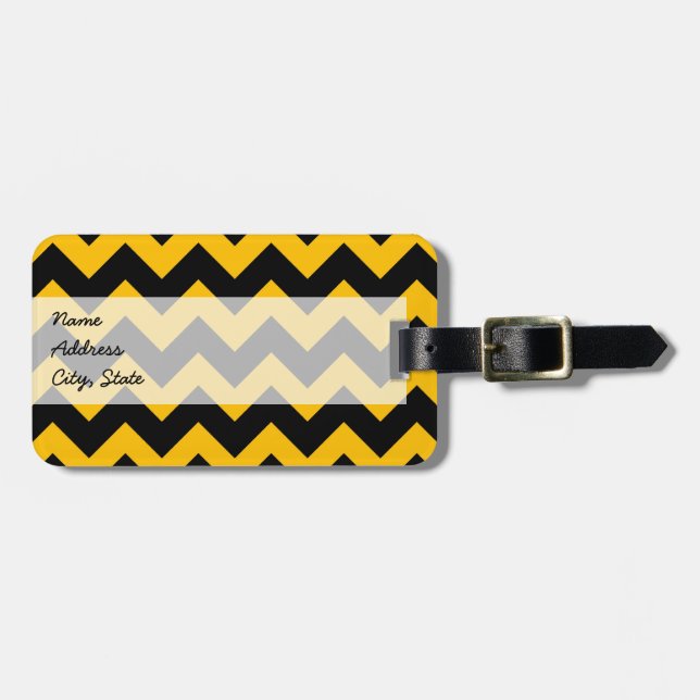 Étiquette À Bagage Motif branché Chevron Zigzag 5 (Devant horizontal)