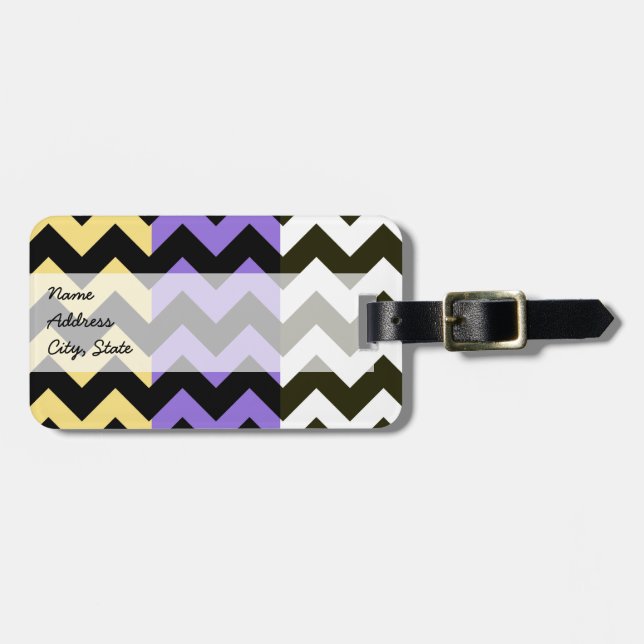Étiquette À Bagage Motif branché Chevron Zigzag 8 (Devant horizontal)