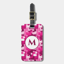Motif Camo numérique rose chaud mignon avec Monogr