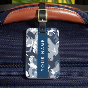 Étiquette À Bagage Motif camouflage neige hivernale bleue Personnalis