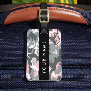 Étiquette À Bagage Motif camouflage rose et gris Personnalisez votre