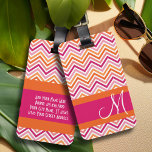 Étiquette À Bagage Motif chaud rose et orange avec Monogram<br><div class="desc">Un design tendance avec des couleurs vives et des motifs audacieux. Ajoutez votre nom ou votre monogramme sur le devant.</div>