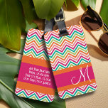 Étiquette À Bagage Motif chaud rose et orange avec Monogram<br><div class="desc">Un design tendance avec des couleurs vives et des motifs audacieux. Ajoutez votre nom ou votre monogramme sur le devant.</div>