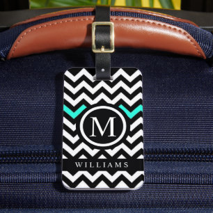 Étiquette À Bagage Motif Chevron bleu bleu bleu blanc personnalisé