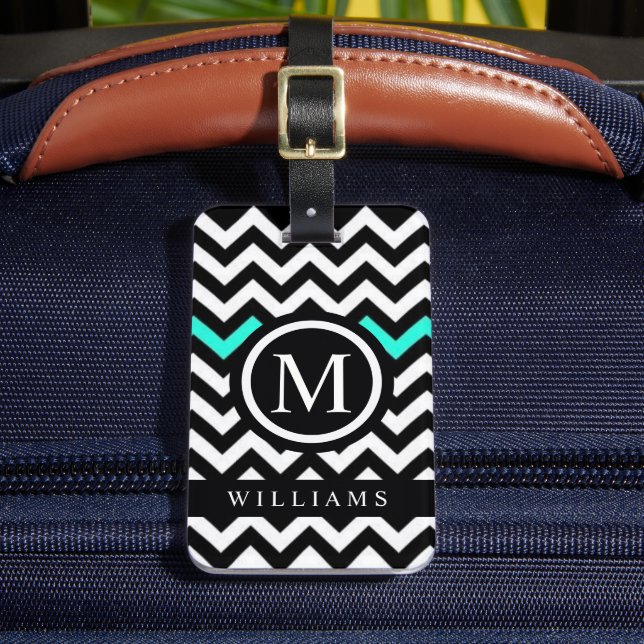 Étiquette À Bagage Motif Chevron bleu bleu bleu blanc personnalisé (Insitu Rectoal 2)