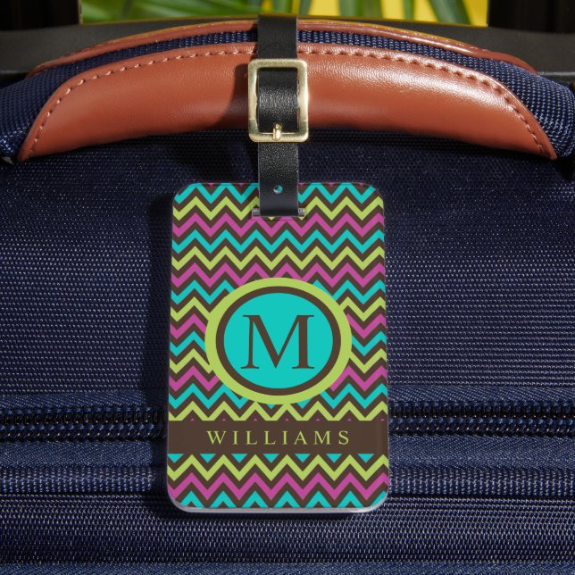 Étiquette À Bagage Motif Chevron bleu bleu violet noir (Insitu Rectoal 2)