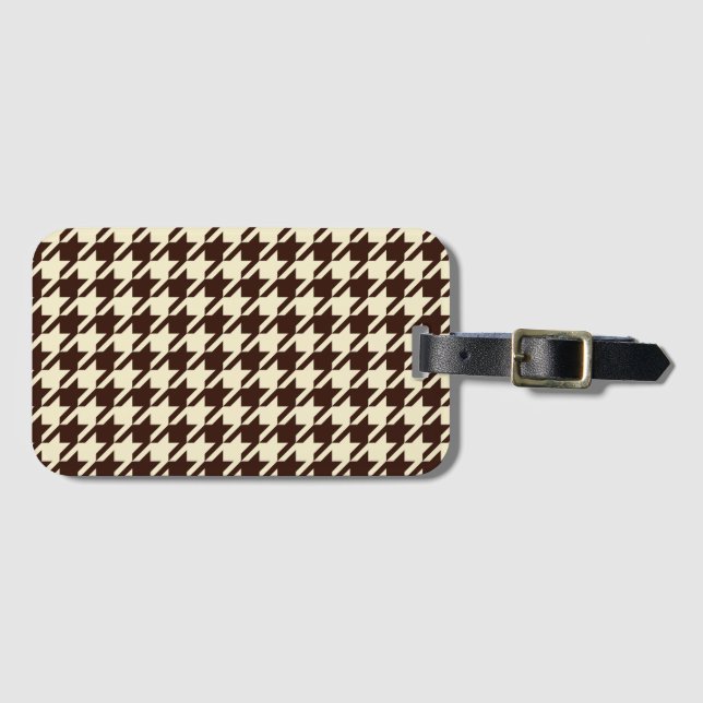 Étiquette À Bagage Motif classique Brown ivoire Pepita Houndstooth (Devant Horizontal)