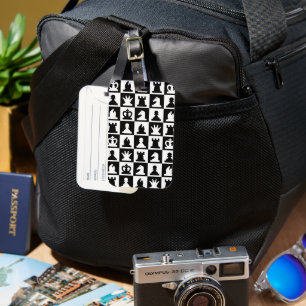 Étiquette À Bagage Motif classique de tableau d'échec noir et blanc