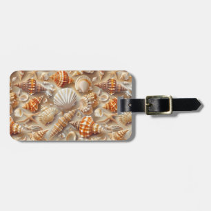 Étiquette À Bagage Motif Coastal Elegance Seashell