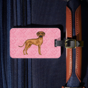 Étiquette À Bagage Motif Cœur Amour Chien Rhodesian Ridgeback Rose