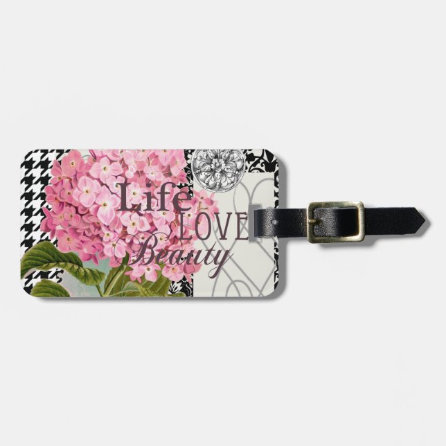 Étiquette À Bagage Motif Damas Décor Floral Joli (Devant horizontal)
