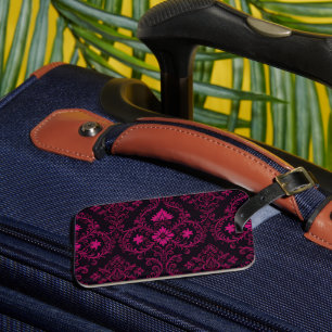 Étiquette À Bagage Motif damassé gothique violet et noir