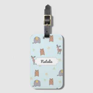 Étiquette À Bagage Motif d'animaux scandinaves mignons personnalisabl