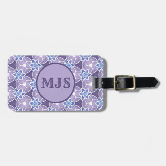 Étiquette À Bagage Motif d'aquarelle de couleur violet monogramme