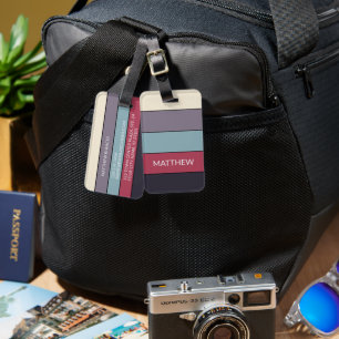 Étiquette À Bagage Motif d'art Personnalisé Colorblock Stripes Lines