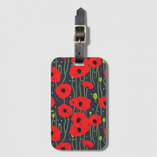 Étiquette À Bagage Motif d'art vibrant de coquelicots rouges modernes