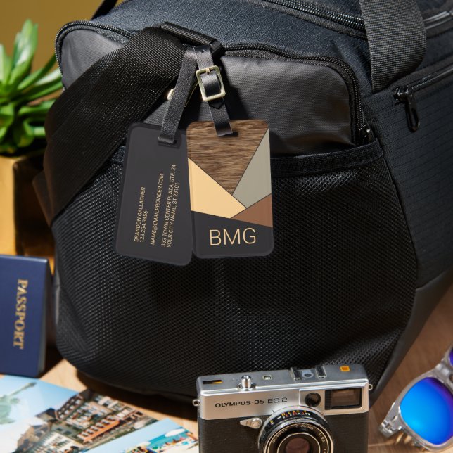 Étiquette À Bagage Motif d'article de bloc géométrique Abstrait Cool  (Recto & Verso)