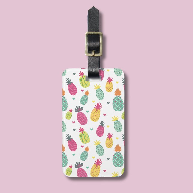 Étiquette À Bagage Motif de ananas tropical (Pineapple pattern luggage tag)