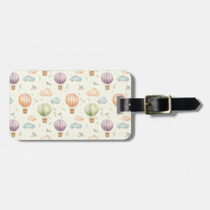 Étiquette À Bagage Motif de ballon à air chaud fantaisiste en aquarel