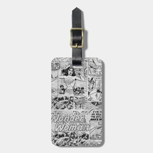 Étiquette À Bagage Motif de bande dessinée vintage de Wonder Woman (Devant Vertical)