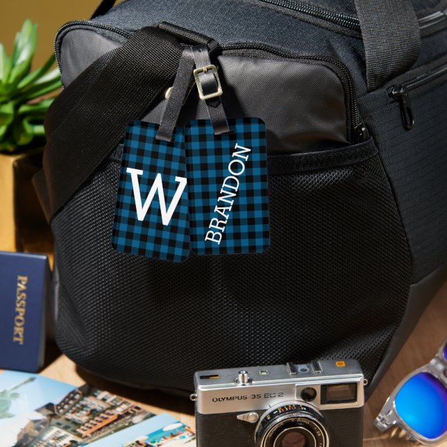 Étiquette À Bagage Motif de bison noir personnalisé (Recto & Verso)