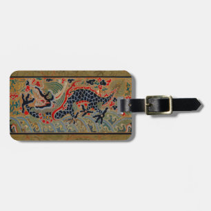 Étiquette À Bagage Motif de broderie en soie de dragon chinois antiqu
