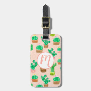 Étiquette À Bagage Motif de cactus pointillés
