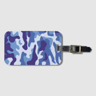 Étiquette À Bagage Motif de camouflage bleu