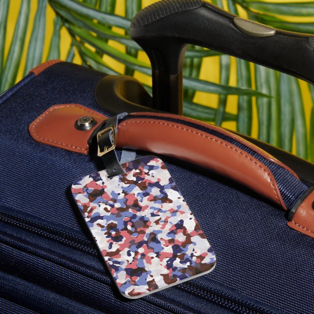 Étiquette À Bagage Motif de camouflage bleu et rouge (Insitu Rectoal 1)