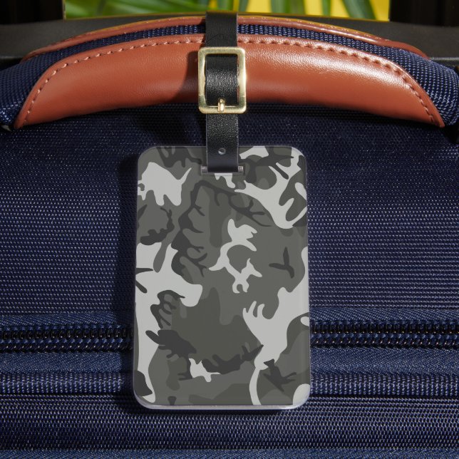 Étiquette À Bagage Motif de Camouflage gris, Motif militaire, Armée (Insitu Rectoal 2)