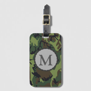Étiquette À Bagage Motif de camouflage vert classique monogrammé