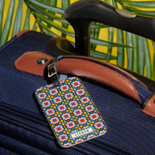 Étiquette À Bagage Motif de carreaux colorés de maison de Lisbonne
