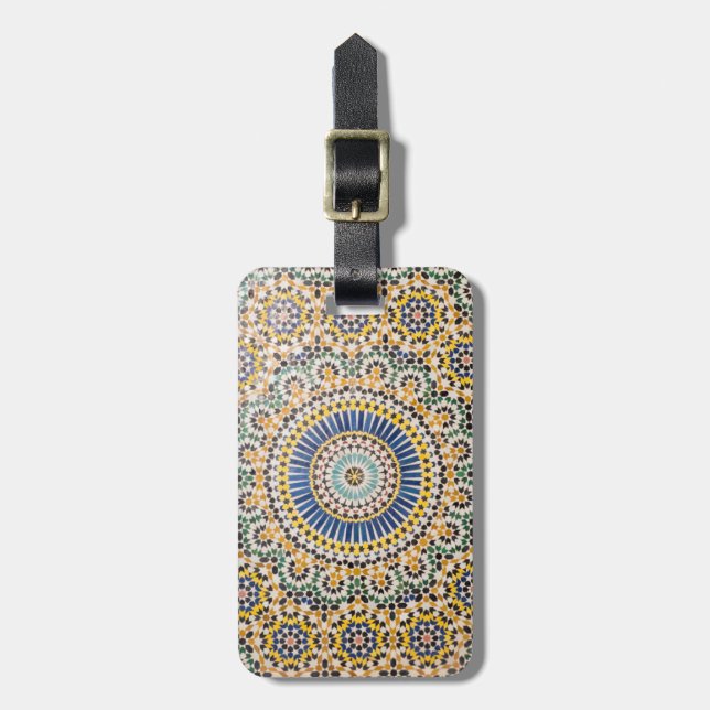 Étiquette À Bagage Motif de carreaux géométriques, Maroc (Devant Vertical)
