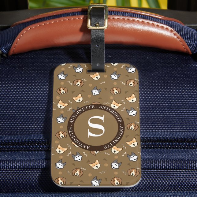 Étiquette À Bagage Motif de chien monogramme (Insitu Rectoal 2)