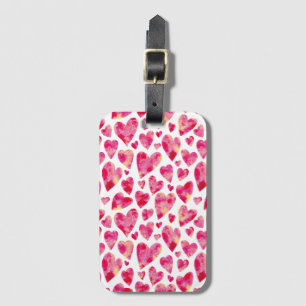 Étiquette À Bagage Motif de coeur d'amour rose chaud